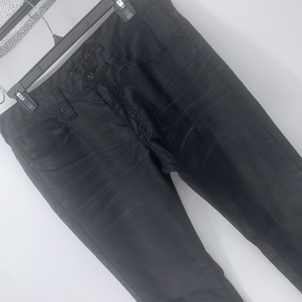 G By Guess Korbin Slim Fit Jeans Black Coated Denim Upscale Party Style 32x34